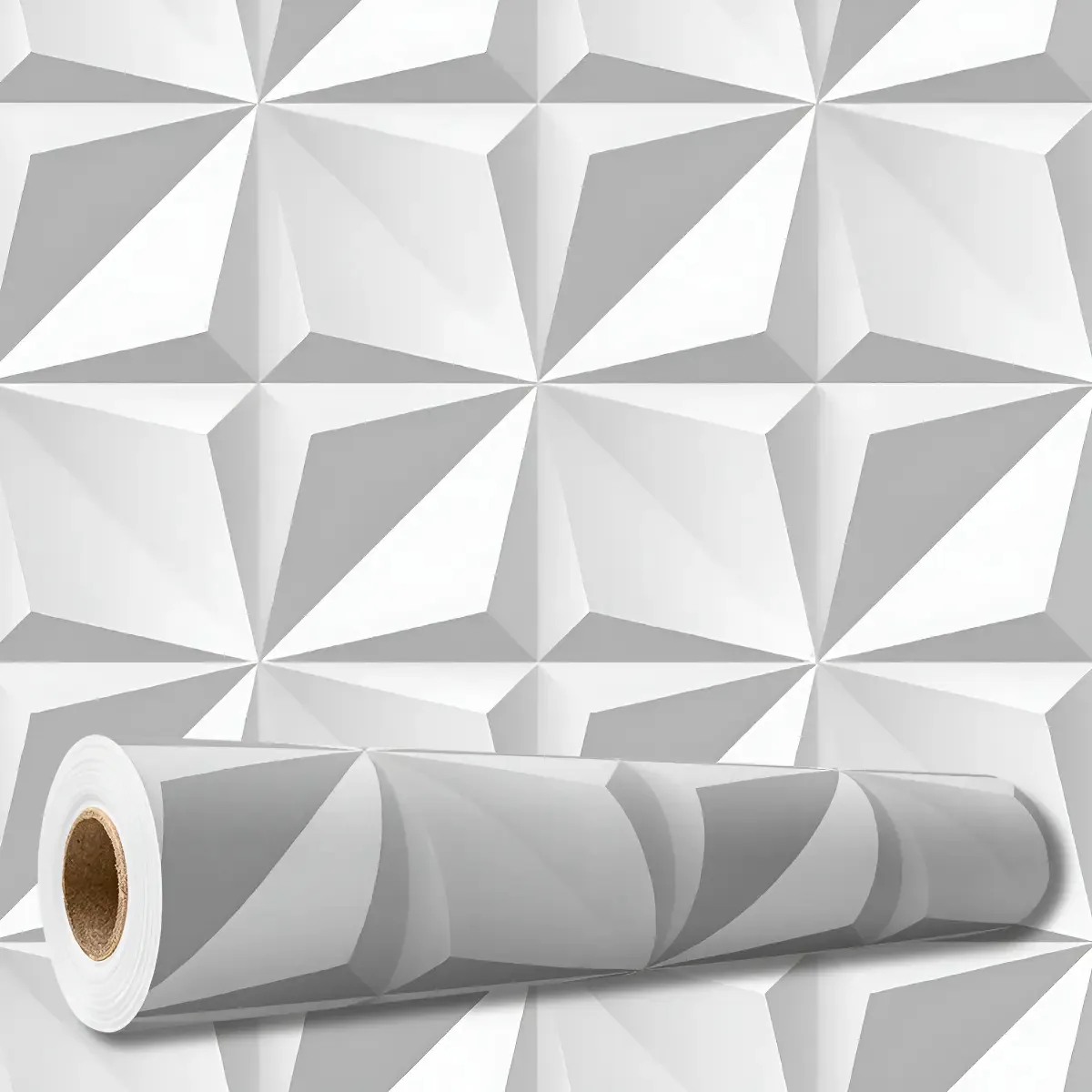 Adesivo Decorativo 5 Mts Papel Parede Efeito 3d Cinza Geométrico Quarto Sala Escritório