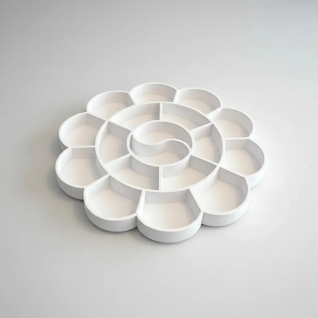 Gode Pintura Flor Yin Yang Paleta Artistica Organizador Cerdas Branco