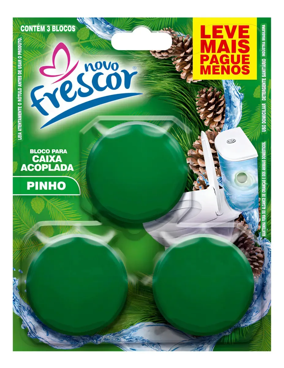 3 Blocos Sanitários Caixa Acoplada Frescor Pinho 45g