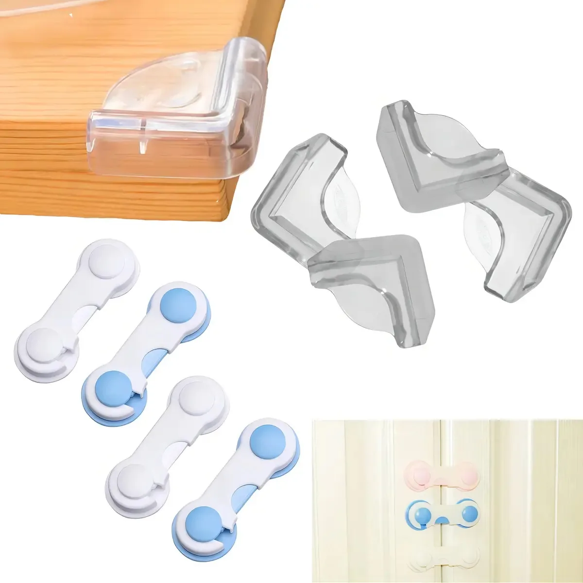 Proteção Infantil Doméstica Quinas E Armários Kit 8 Unidades