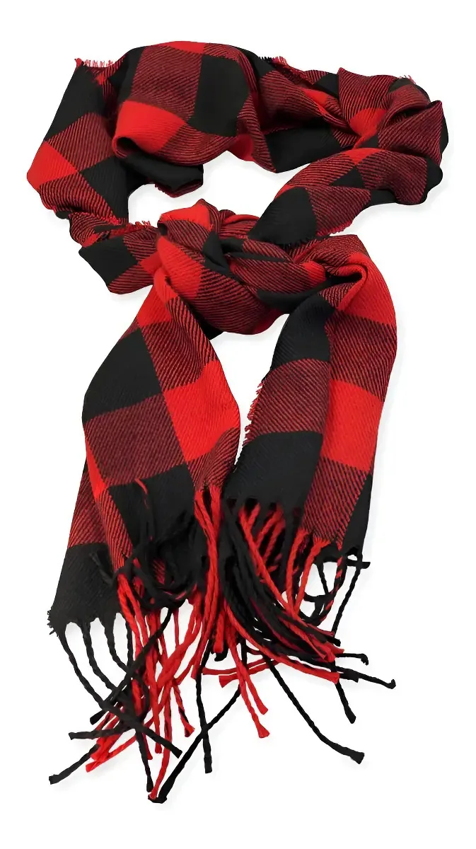 Cachecol Xadrez Vermelho E Preto