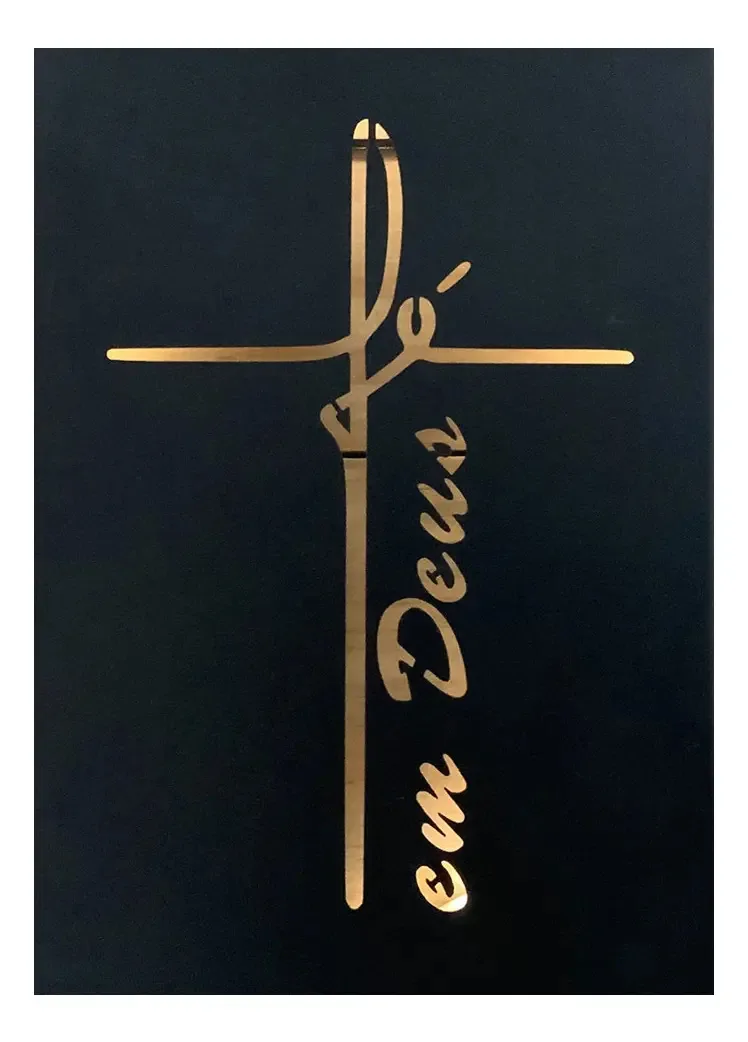 Quadro luminária parede Fé em Deus cor preto