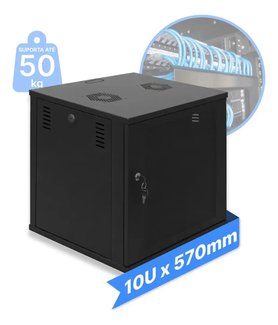Mini Rack / Parede 10u X 570mm Desmontável Cor Preto