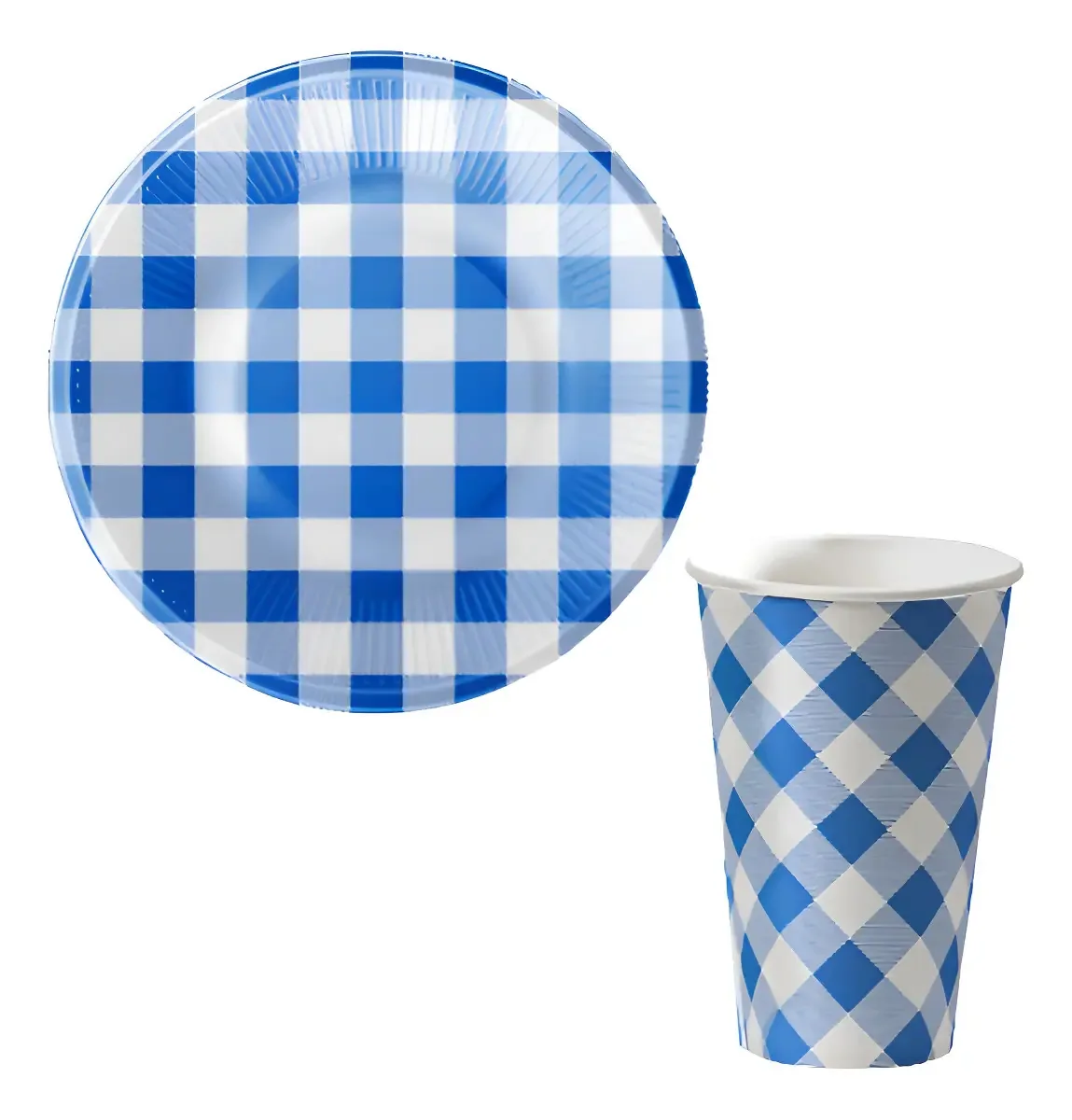Kit Festa Junina Completo com Pratos e Copos Descartáveis para 10 Convidados - Azul