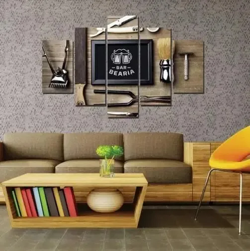 Quadro Mosaico 5 Barbearia Barbershop Hd Ultra