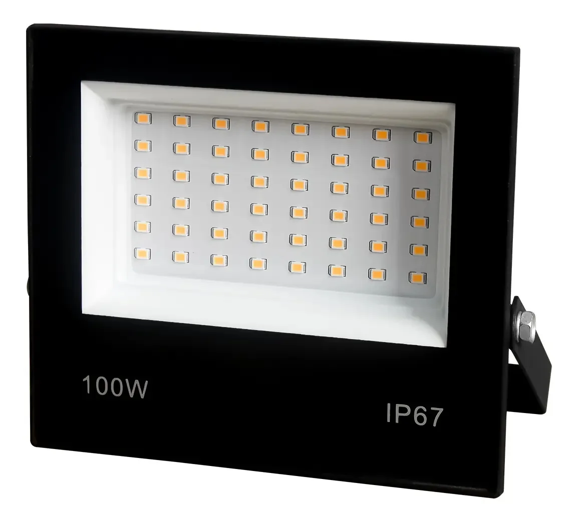 Kit 3 Refletores LED 100W YFCT IP67 Preto Luz Branco-quente