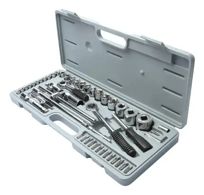 Caixa de dados Rachet Chicharra, 52 peças de ferramentas manuais prateadas