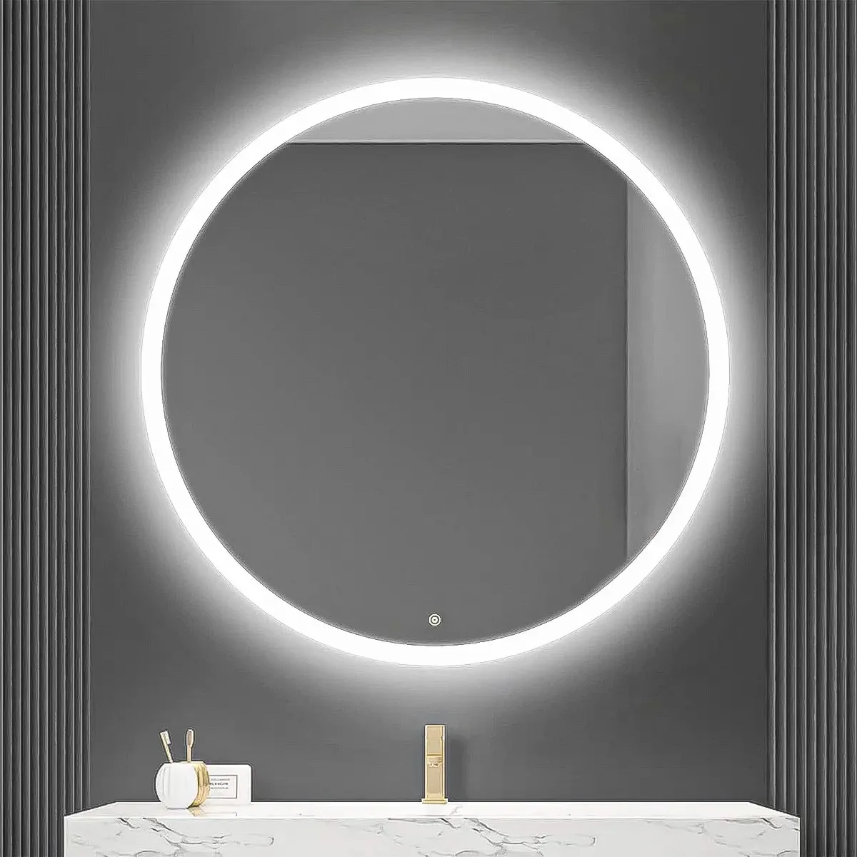 Espelho LED Espelho LED sem moldura Espelho suspenso Arcashopping Espelho decorativo doméstico Espelho LED redondo Espelho de banheiro LED Espelho de banheiro retroiluminado sem moldura Espelho...
