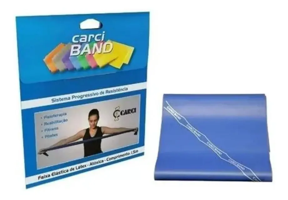 Faixa Elástica Azul Carci Resistência Média 1,5 m para Treino e Reabilitação