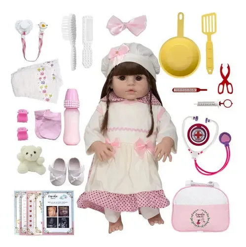 Bebê Reborn Larinha Silicone Banho Cegonha Reborn Dolls 52cm