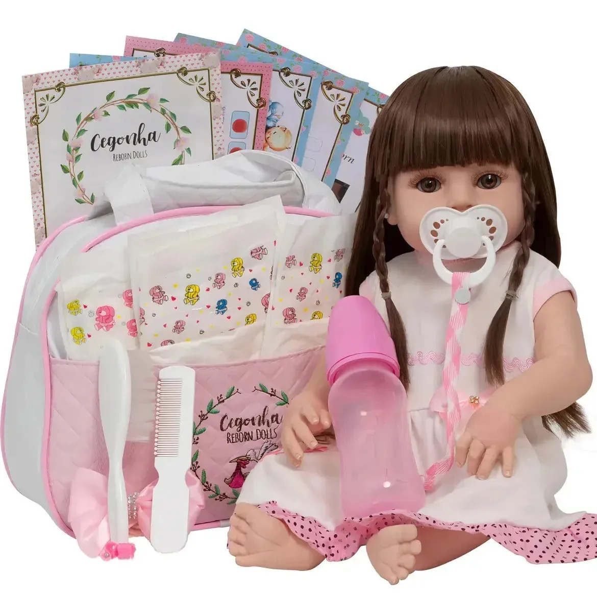 Bebê Reborn Realista Cegonha Reborn Dolls Silicone Banho Acessórios