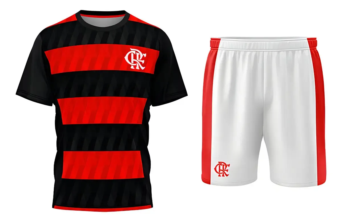 Conjunto Infantil Flamengo - Shorts E Camisa Mengão Cor Rubro Negro Tamanho 8