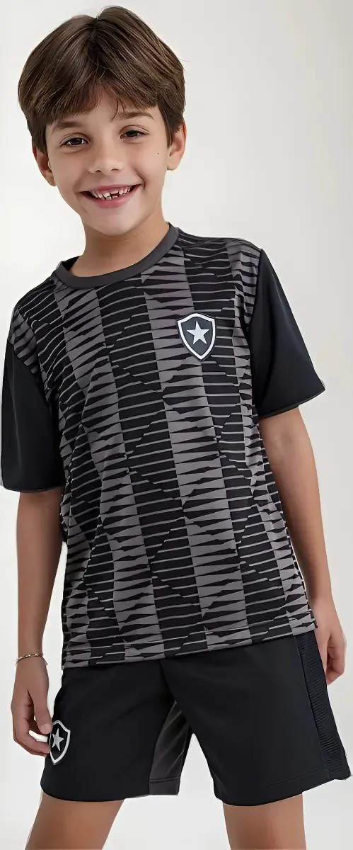 Conjunto Infantil Botafogo Braziline Camisa E Shorts Tamanho 2 Preto
