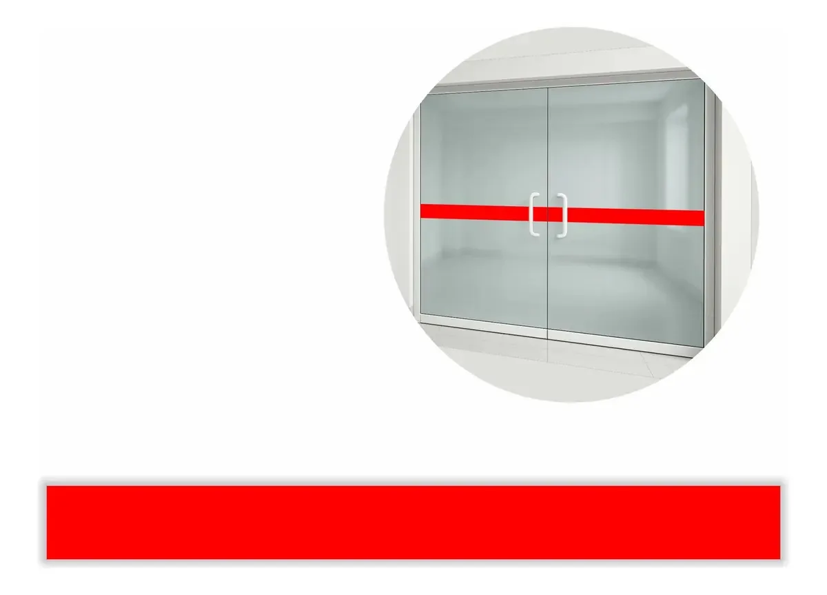 Kit 2 Adesivos Faixa De Segurança Anti Trombada Porta Vidro Cor Vermelho