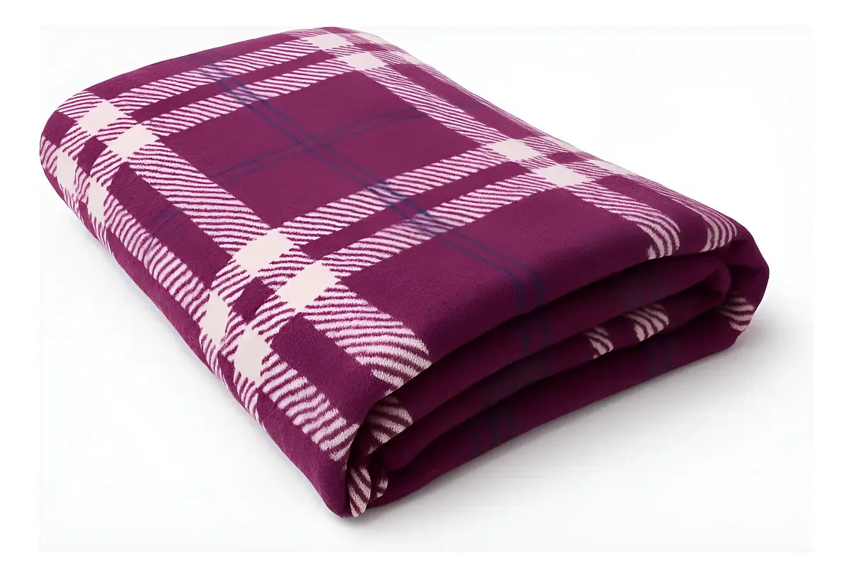 Cobertor Manta Soft Casal Estampada Xadrez 2,00 X 1,80mt Cor Xadrez Roxa
