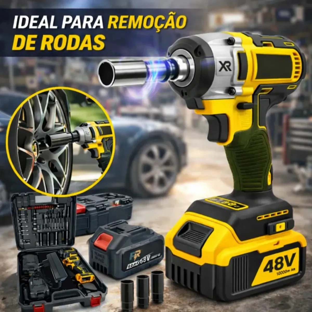 Chave De Impacto E Furadeira Elétrica Sem Fio Recarregável Com 2 Baterias, Soquetes E Maleta Profissional - Simake