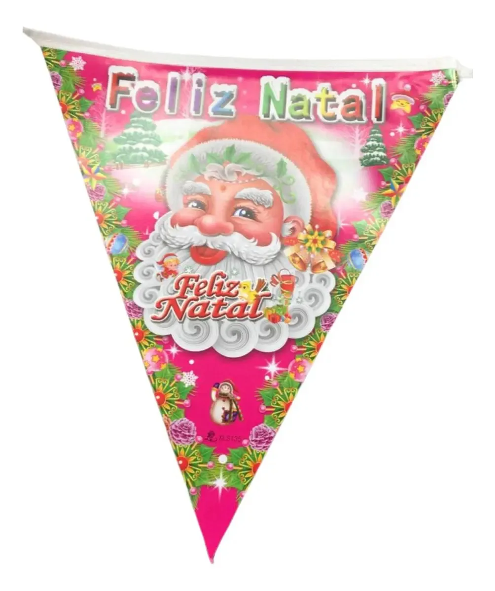 Bandeirinhas Natalinas Papai Noel Piffer Branco 10 Pacotes 2,4m