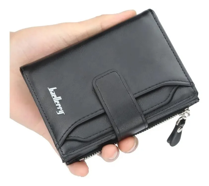 Carteira Masculina Luxo Baellerry Para Moedas Cartões Grande Cor Preto