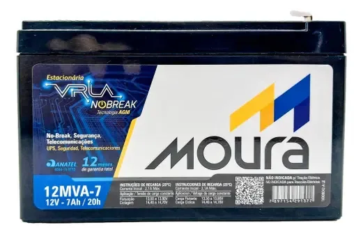 Bateria Moura VRLA 12V 7Ah para Cercas e CFTV