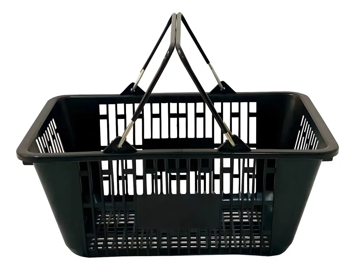 1 Cesta Cestinha De Compras De Supermercado Alça Metal Cor Preto