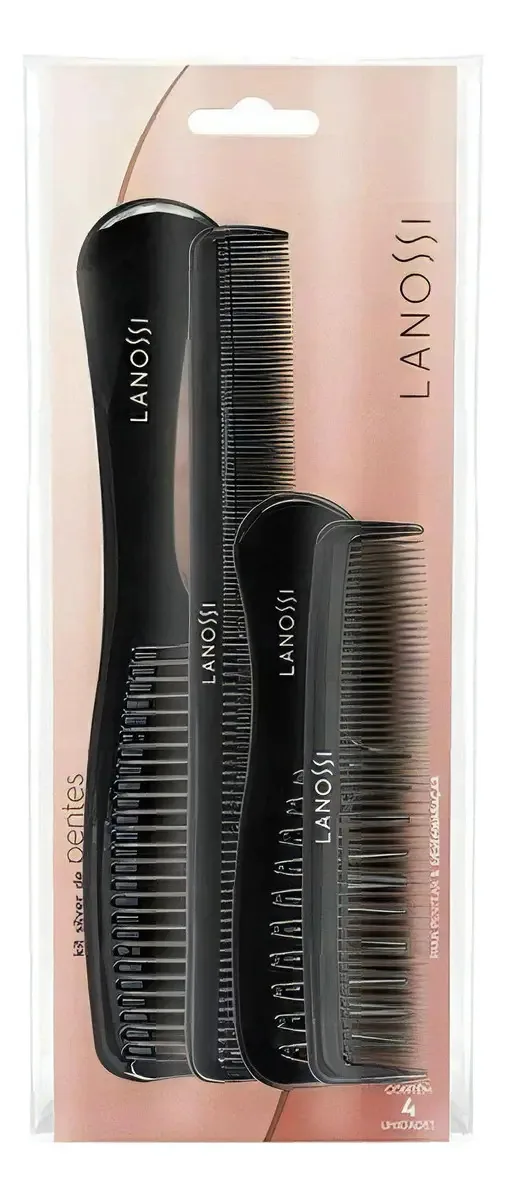 Kit Pente Lanossi Silver Com 4 Unid