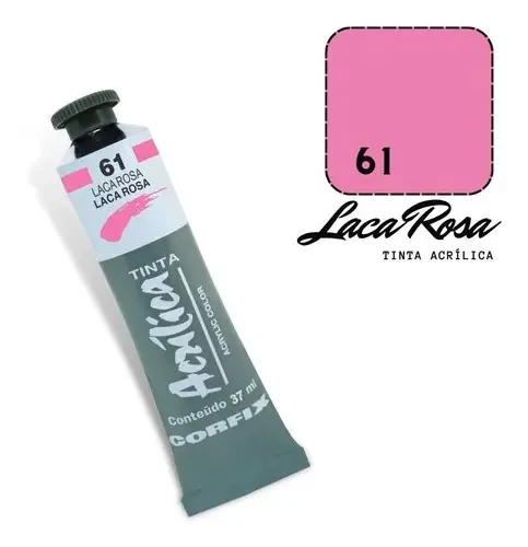 Tinta Acrílica Corfix 37ml 061 Laca Rosa para Pintura Artística