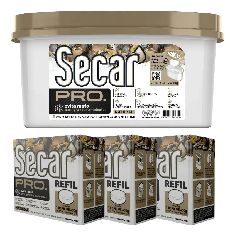 Desumidificador Natural 1l Secar Pro Pote 450g