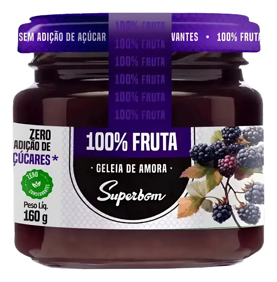 Geleia De Amora 100 Natural Zero Açúcar Superbom 160g Caixa Com 12 Unidades