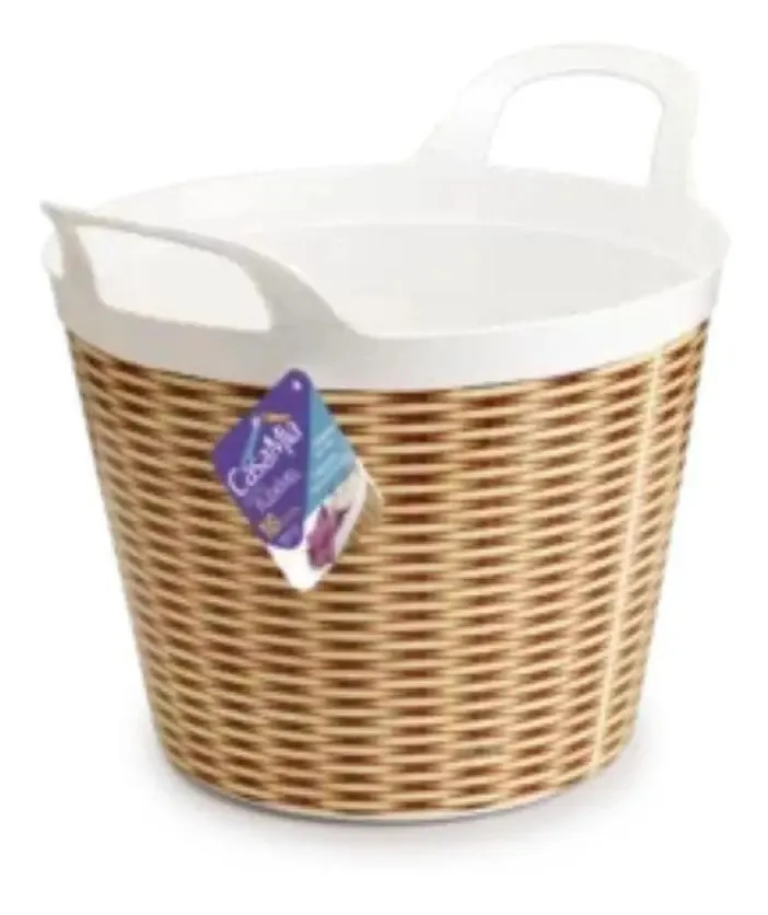 Cesto Flexãvel Estampa Vime Cor Bege Casamia 16l