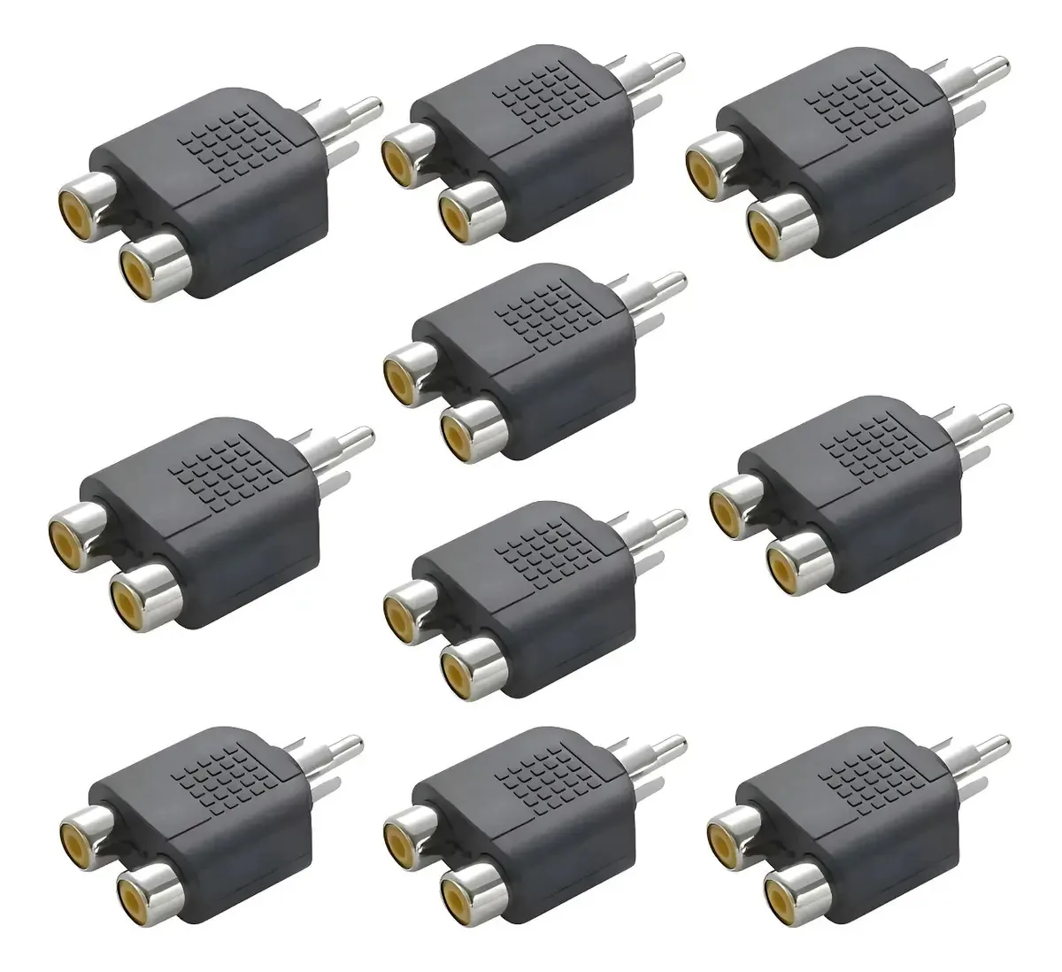 Kit Com 20 Adaptadores 2 Rca Fêmea X 1 Rca Macho
