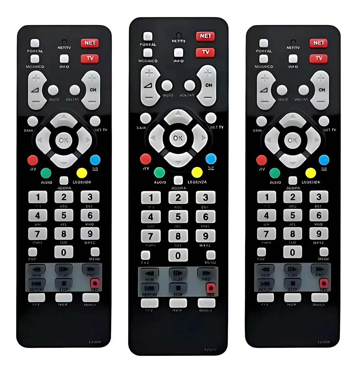 Kit Com 3 Controles Remotos Compatíveis Com Aparelhos De Tv