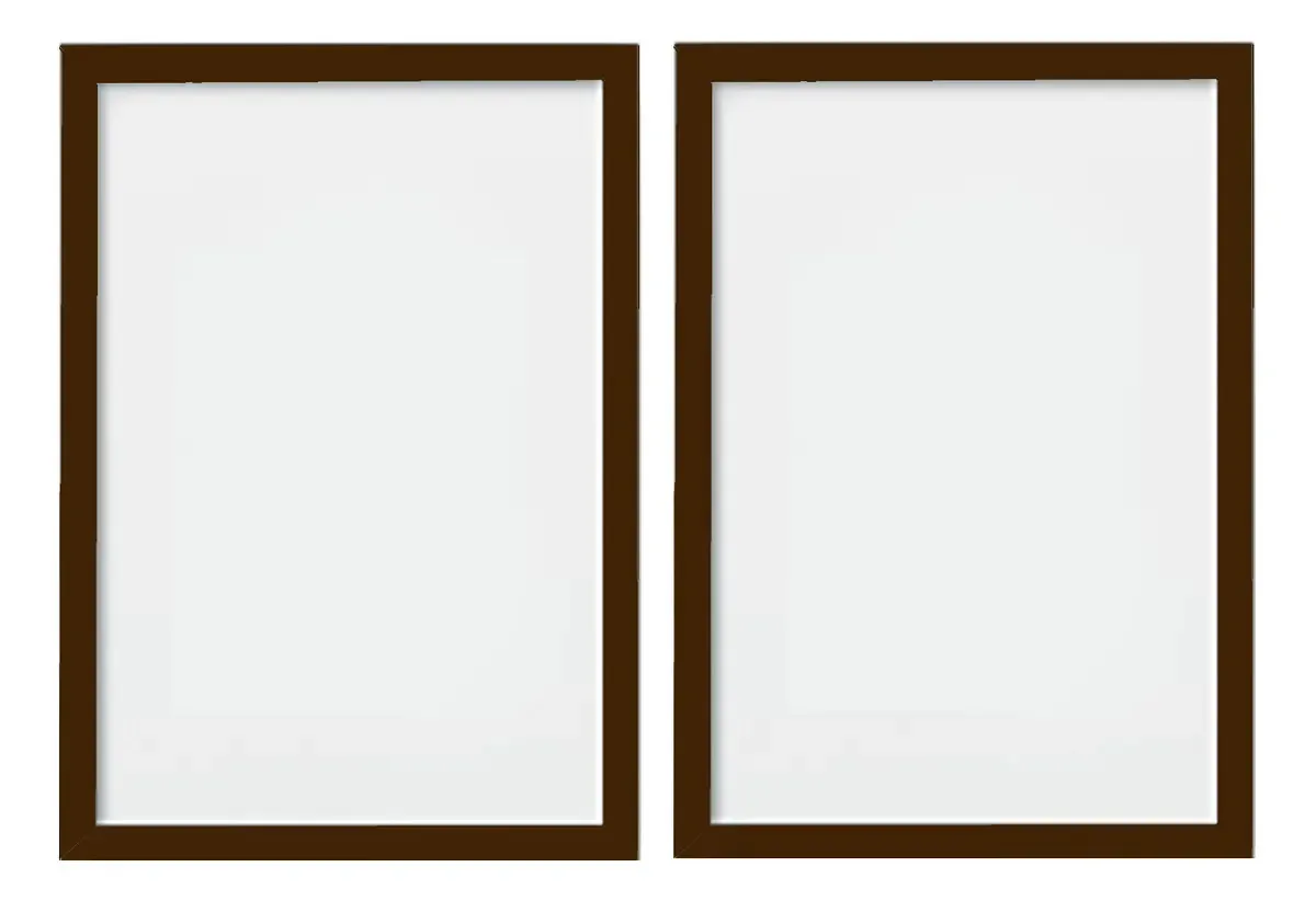 Kit 2 Molduras Med. 40x60 Vidro Moldura Laqueada Cor Marrom-escuro