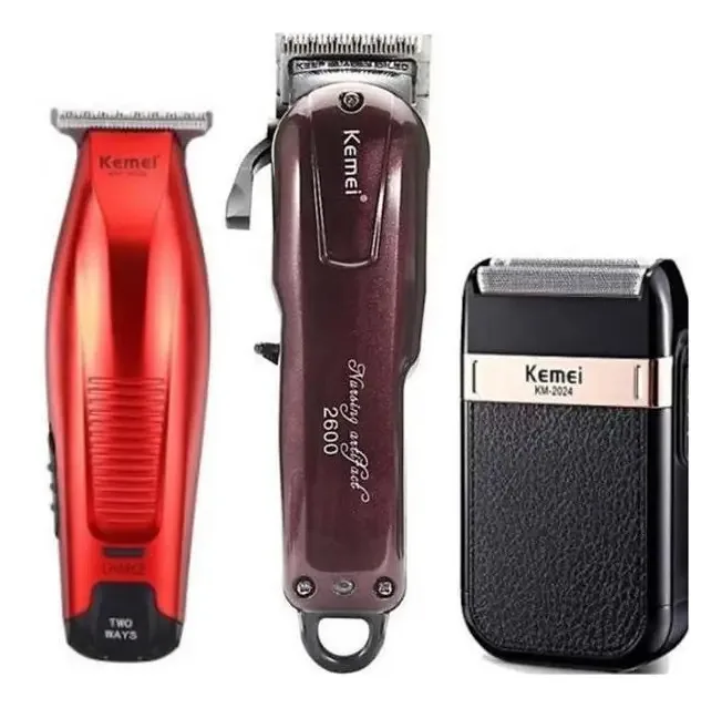 Kit Kemei Máquinas de Cortar Cabelo Profissional KM 2600 KM 5026 KM 2024
