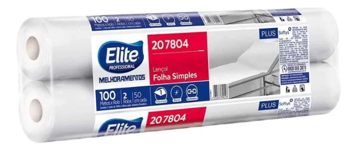 02 Rolos Lençol Descartavel Papel Hospitalar Elite Plus Maca