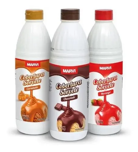 Kit 3 Coberturas 1,3 Kg Marvi Choco, Morango, Caramelo