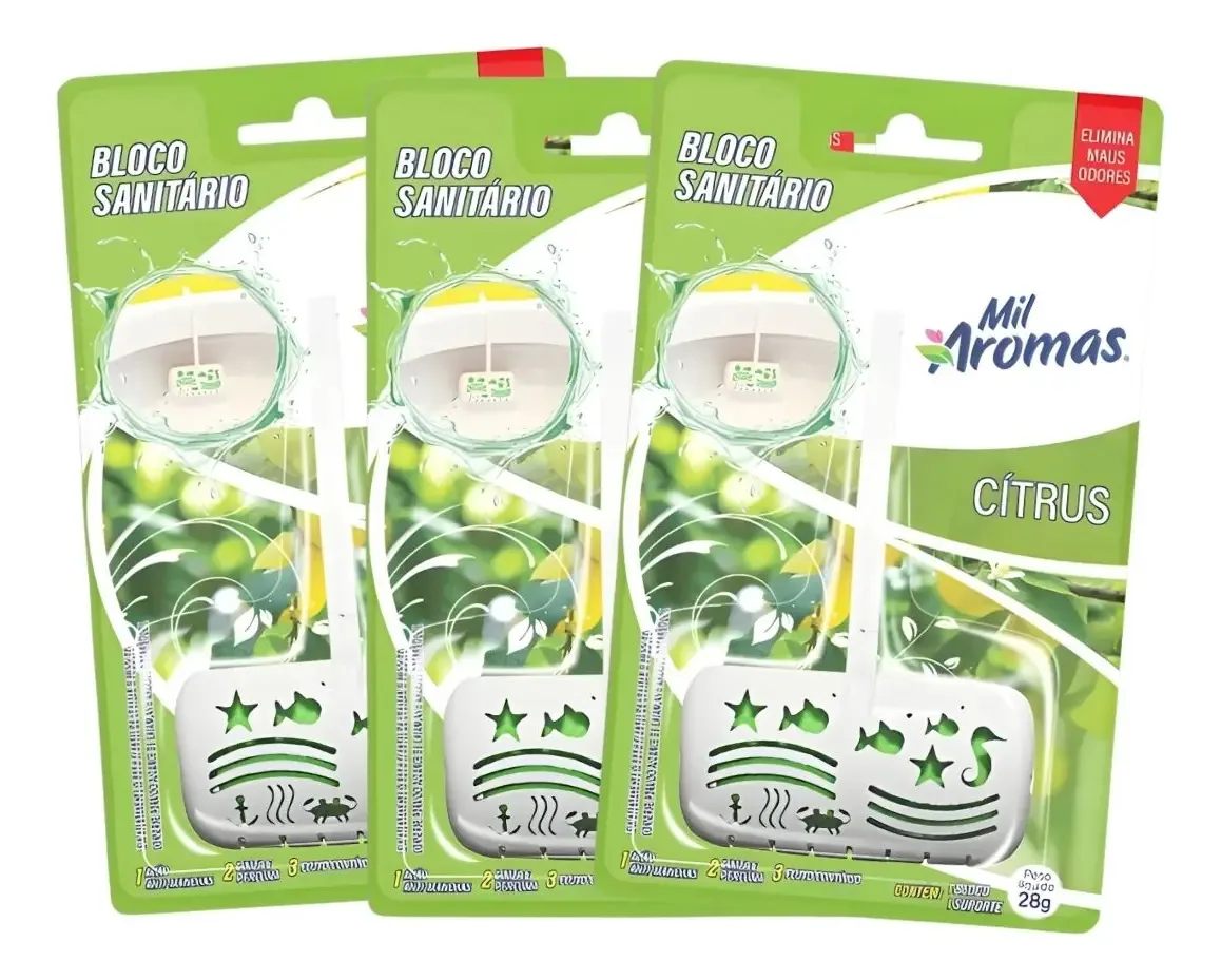 Kit 3 Blocos Sanitários Cítrus 28g Mil Aromas