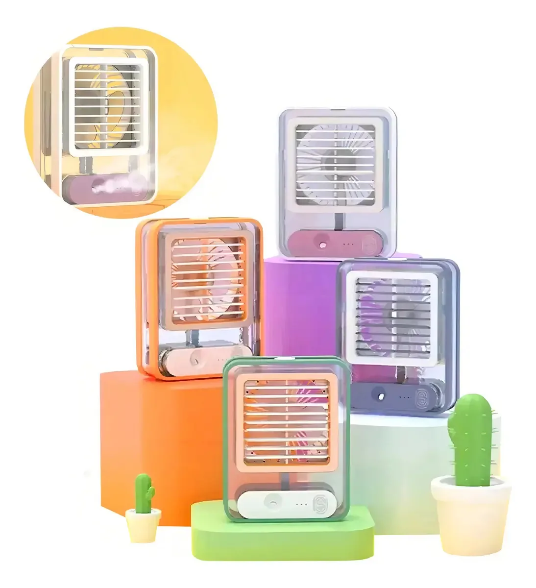 Mini Climatizador Umidificador Mesa Ar Ventilador Portátil