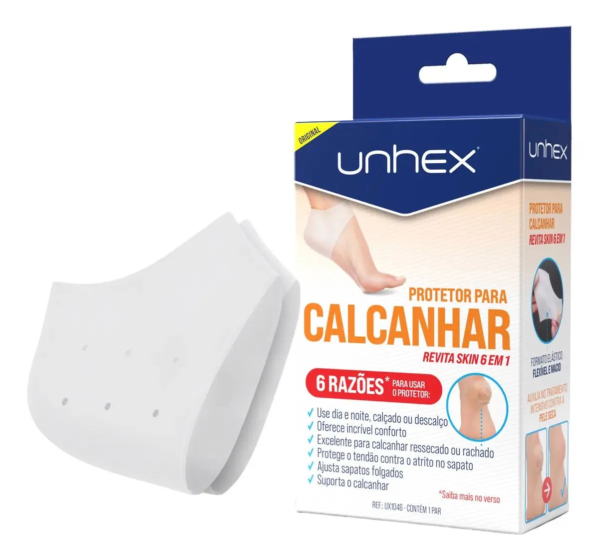 Protetor Silicone Gel Calcanhar Ressecado Unhex Revita Skin