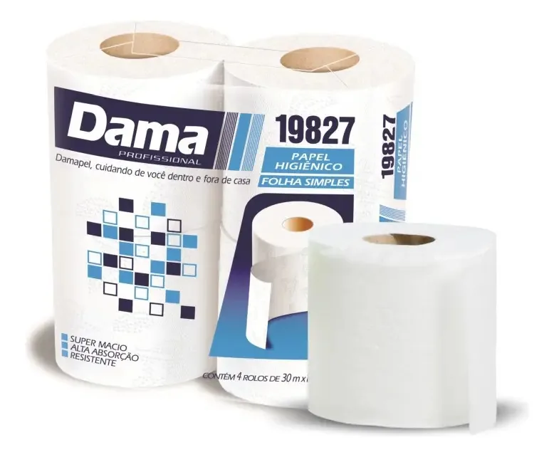 Papel Higiênico Folha Simples Neutro Dama - C/ 4un