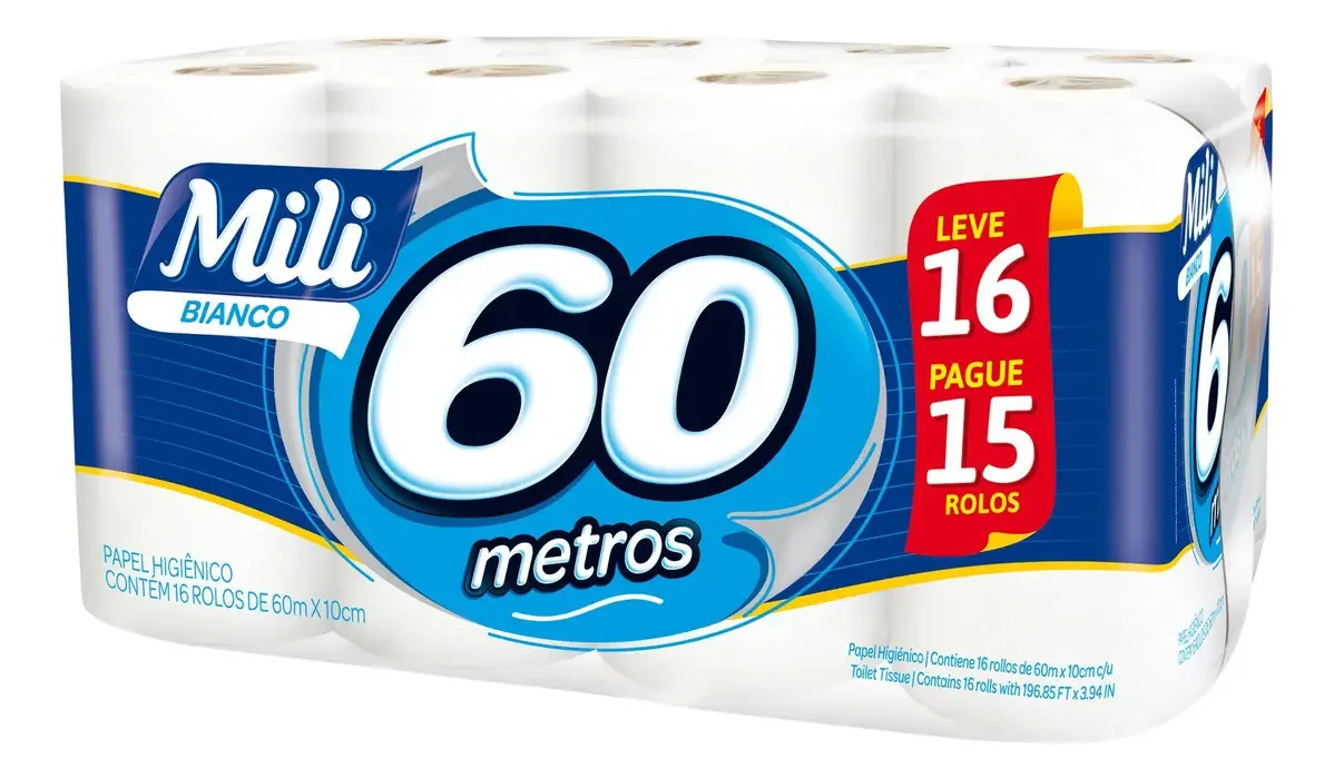 Papel Higienico Mili Bianco 60mtrs Lv 16 Pg 15
