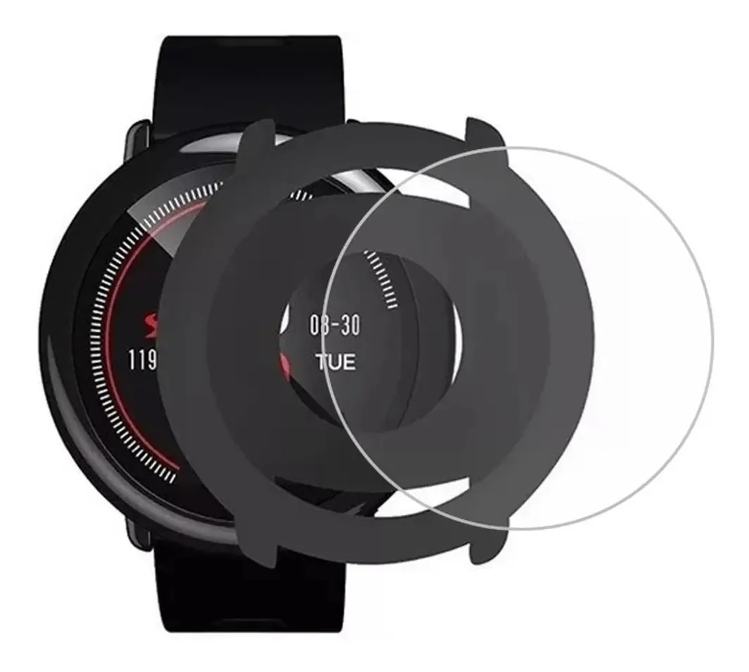 Combo Capa Case Para Amazfit Pace E Pelicula Vidro Temperado