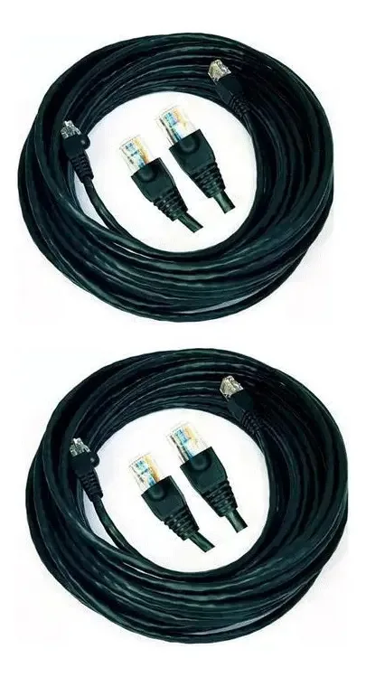 Kit C/2 Cabos De Rede Internet Lan Montado 20mts - Gold