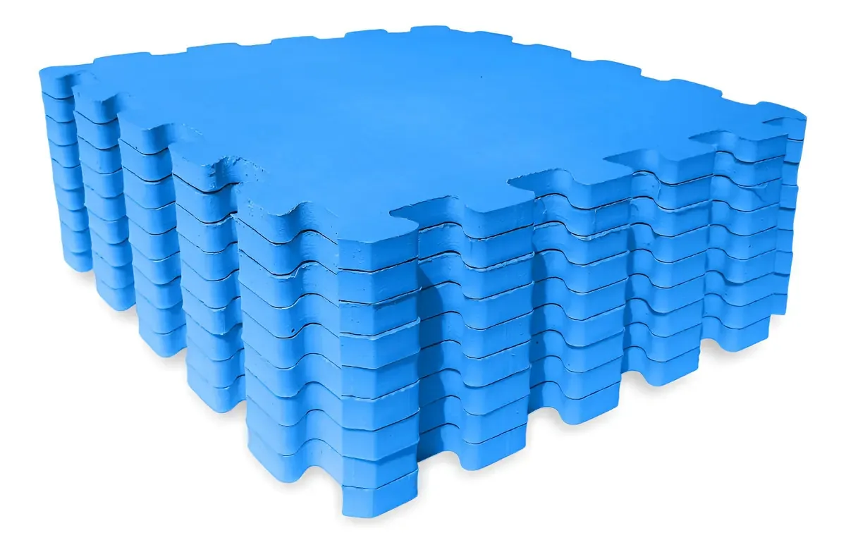 Tapete Eva Encaixe Seller 9 Pcs 31×31x5mm, Liso Cor Azul