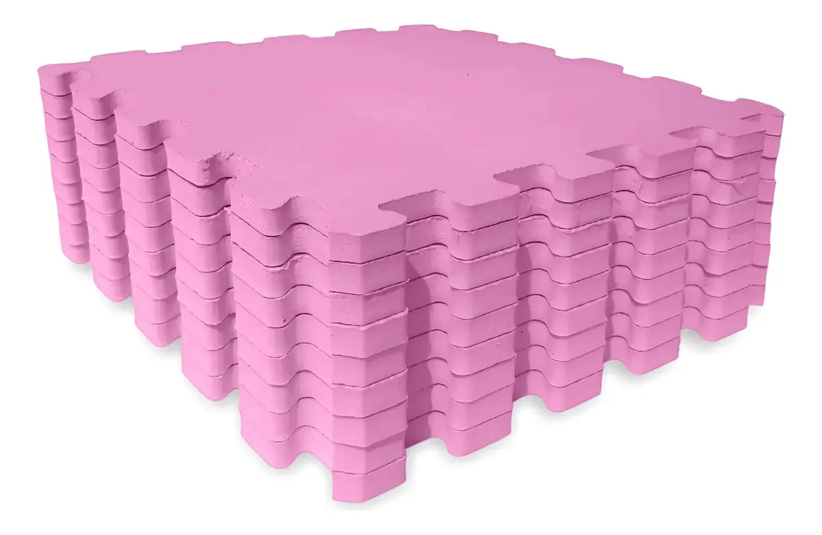Tapete Eva Encaixe Seller 9 Pcs 31×31x5mm, Liso Cor Rosa