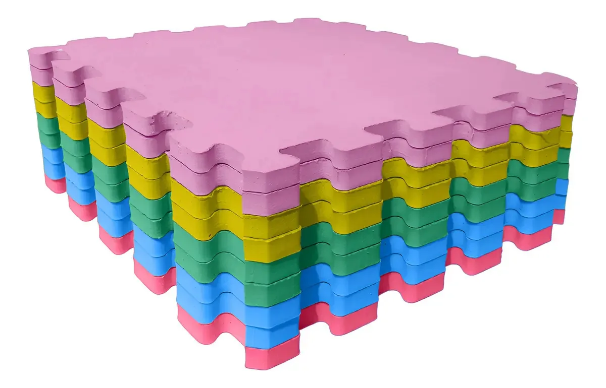 Tapete Eva Encaixe Seller 9 Pcs 31×31x5mm, Liso Cor Sortido