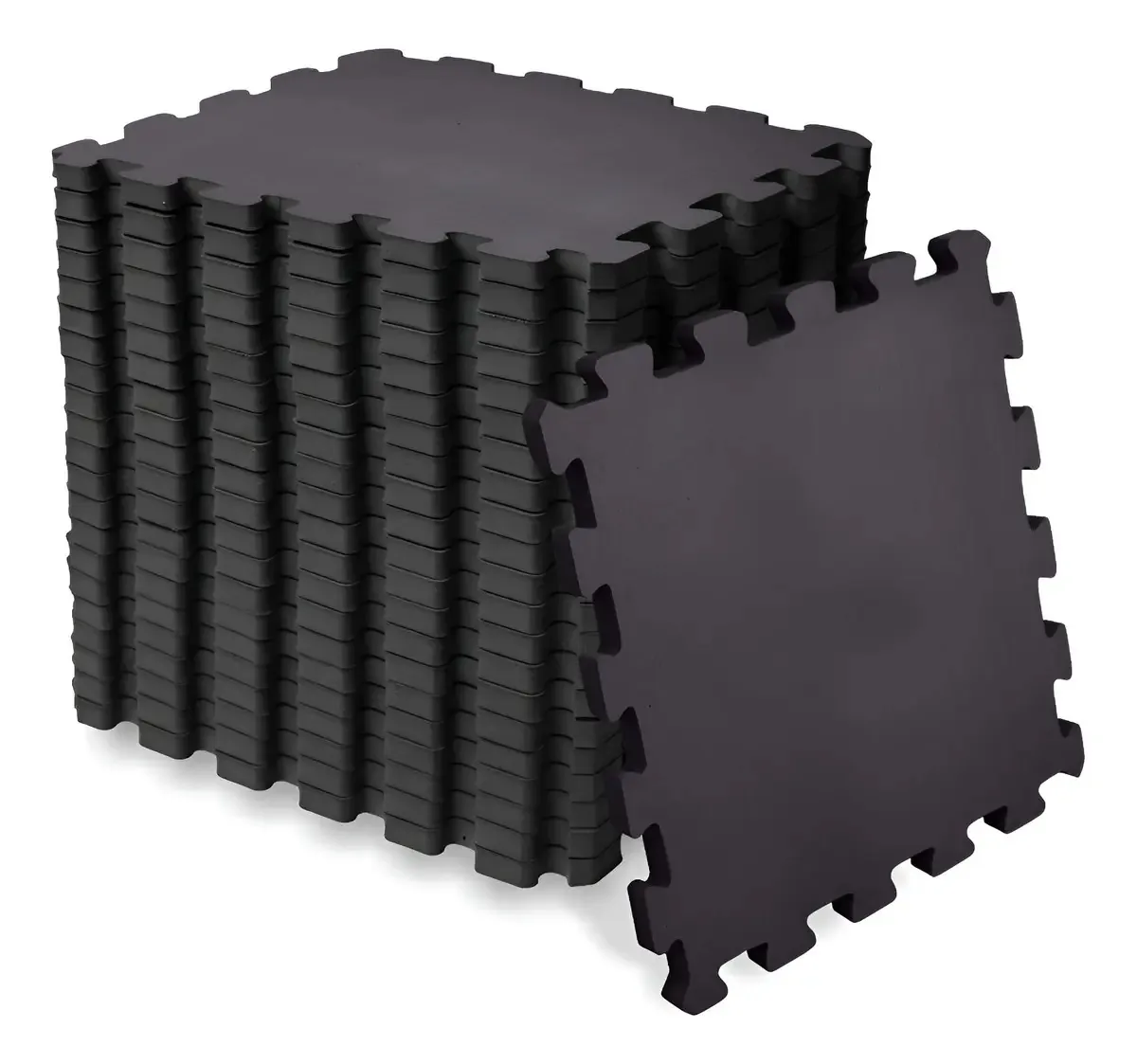 Tapete De Encaixe Seller 18 Peças 31x31x5mm Liso Cor Preto