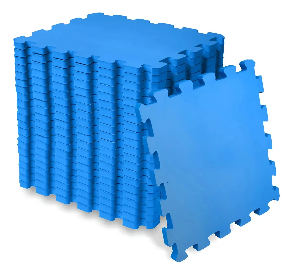 Tapete De Encaixe Seller 18 Peças 31x31x5mm Liso Cor Azul