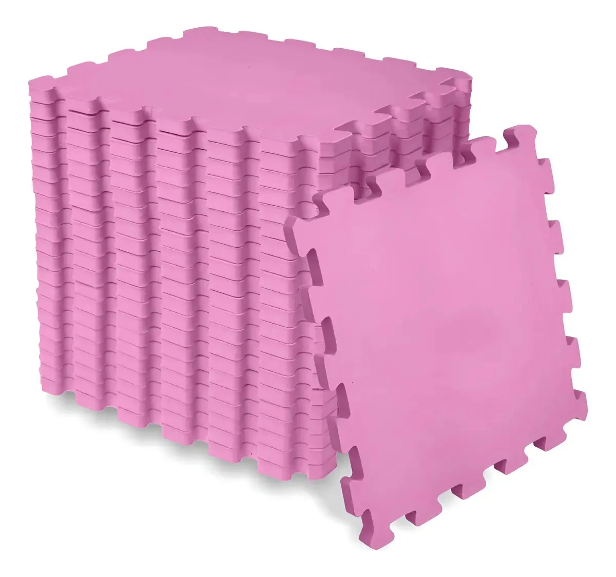 Tapete De Encaixe Seller 18 Peças 31x31x5mm Liso Cor Rosa