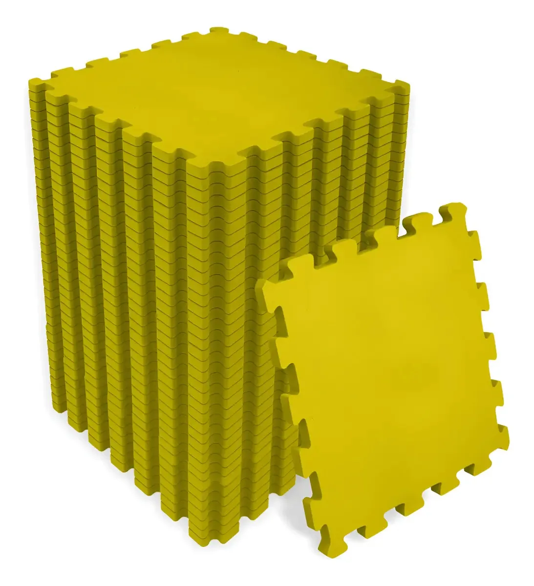 Tapete Eva Encaixe Seller 36 Pcs 31×31x5mm, Liso Cor Amarelo