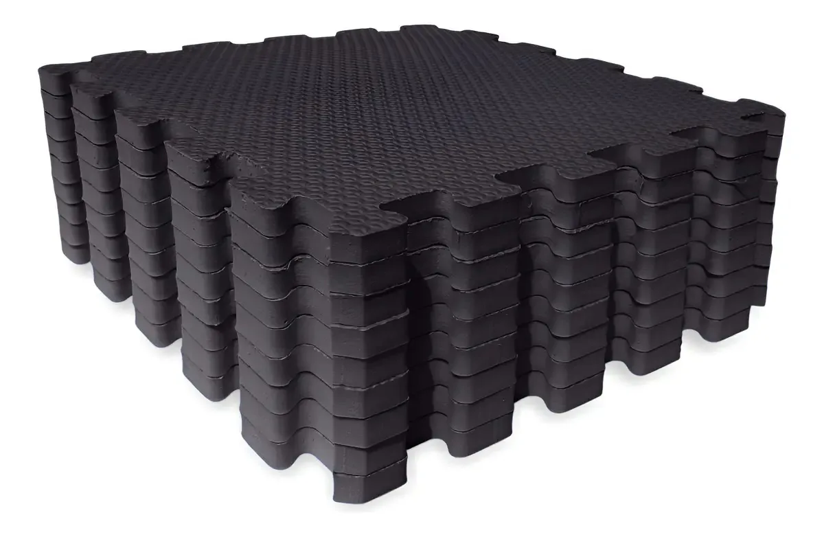 Tapete Eva Encaixe Seller 9 Pcs 31×31x10mm Cm Antiderrapante Cor Preto